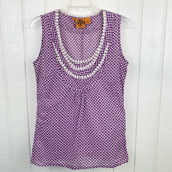 Tory Burch Purple and White Sleeveless Blouse - Picture 5 of 5